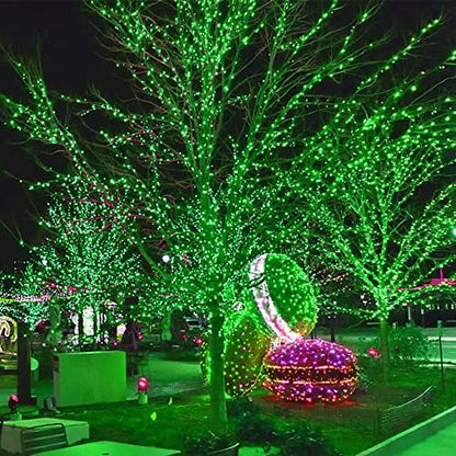 300 LED St Patricks Day Lights, 98.5FT Christmas String Lights with 8 Lighting Modes, Waterproof & Connectable Mini Lights, Plug in for Indoor Outdoor Holiday Xmas Party Bedroom Decorations (Green)