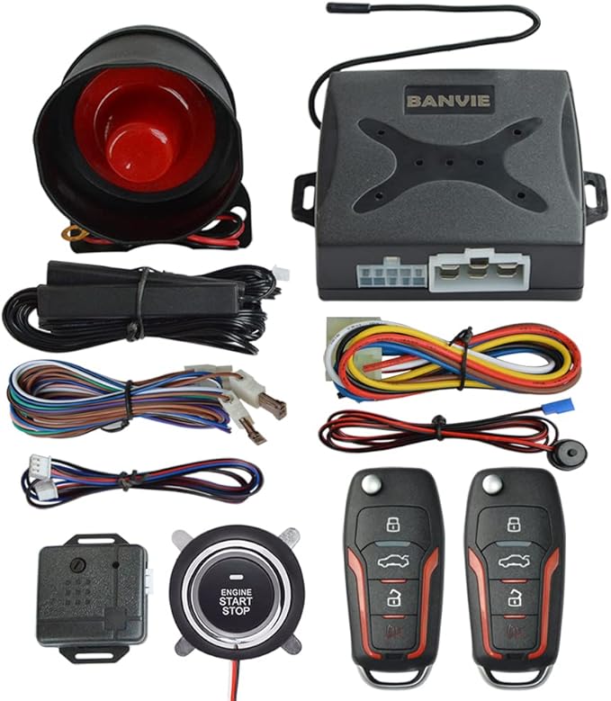 PKE Passive Keyless Entry Car Alarm System Push Start Button Remote Engine Start
