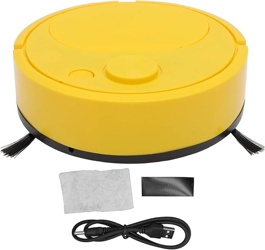 Automatic Vacuums Robot, Multifunctional USB Charging Mini Smart Sweeping Robot for Pet Hair Wooden Floors Tiles Carpets (Yellow)