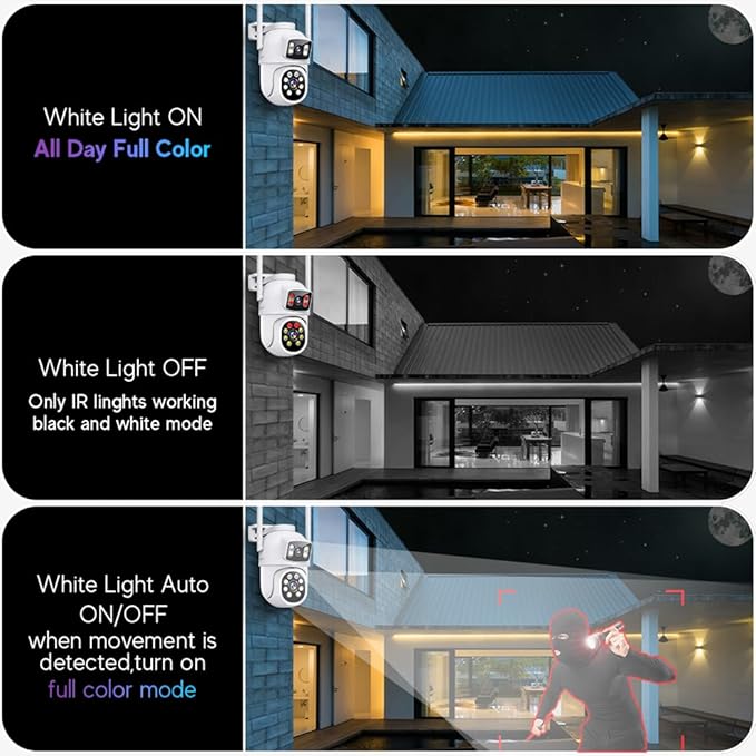 MOVOLS Wireless Security Camera System 5G/2.4G WiFi 4pcs 4MP+4MP Dual Lens Camera System,2K HD PTZ Dome Cameras System with Color Night Version, Motion Detection,1TB HDD, 16CH