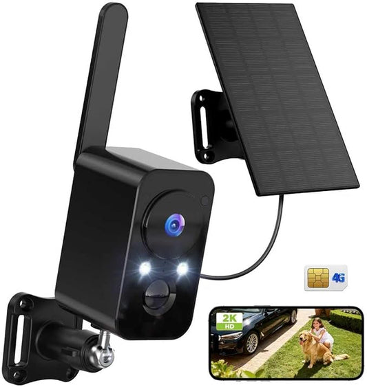 4G SIM Cellular Security Cameras Wireless Outdoor/Indoor: No WiFi Battery Operated Camera for Home Security with 2-Way Audio PIR Motion Sensor - Color Night Vision House CCTV Cam