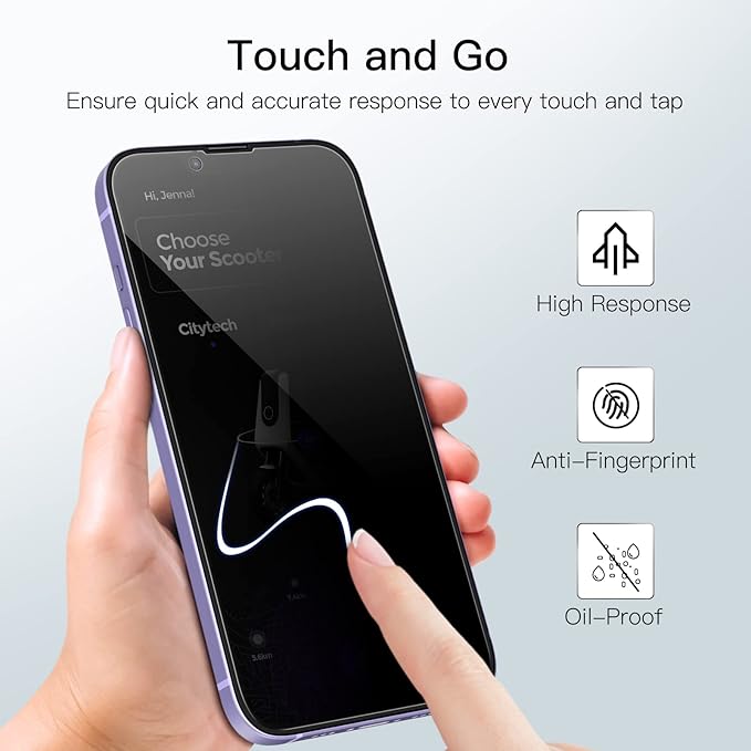 JETech Privacy Full Coverage Screen Protector for iPhone 17e (2026) / iPhone 16e / iPhone 14, Anti-Spy Tempered Glass Film, Edge to Edge Protection Case-Friendly, 6.1-Inch Display, 2-Pack
