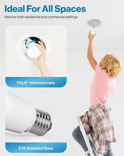 Sunco 10 Pack BR40 LED Light Bulbs, Indoor Flood Lights, Recessed Can Light Bulb, 1400 LM, 17W (100W Equivalent), 2700K Soft White, Dimmable, E26 Base, for Home, Bedroom, Kitchen UL