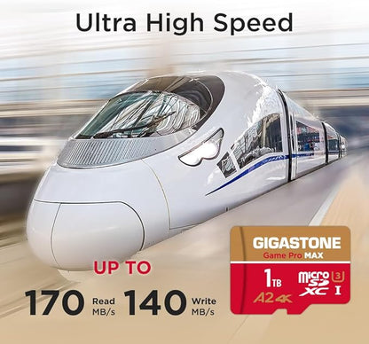 【for Switch 1 Only】 GIGASTONE 1TB Micro SD Card, 4K Game Pro MAX, Memory Card for Gaming Console, Action Camera, UHD Video, up to 170/140 MB/s, UHS-I U3 A2 V30 C10【5-Years Data Recovery】