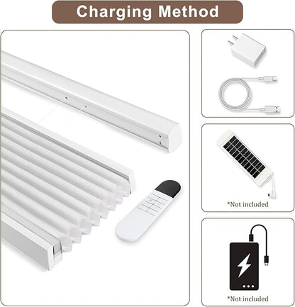Godark Motorized TDBU Cellular Shades with Remote Control Smart Honeycomb Blinds Compatible with Alexa Google Home Smarthings Custom Double Cellular Light Filtering for Indoor Windows Doors-White