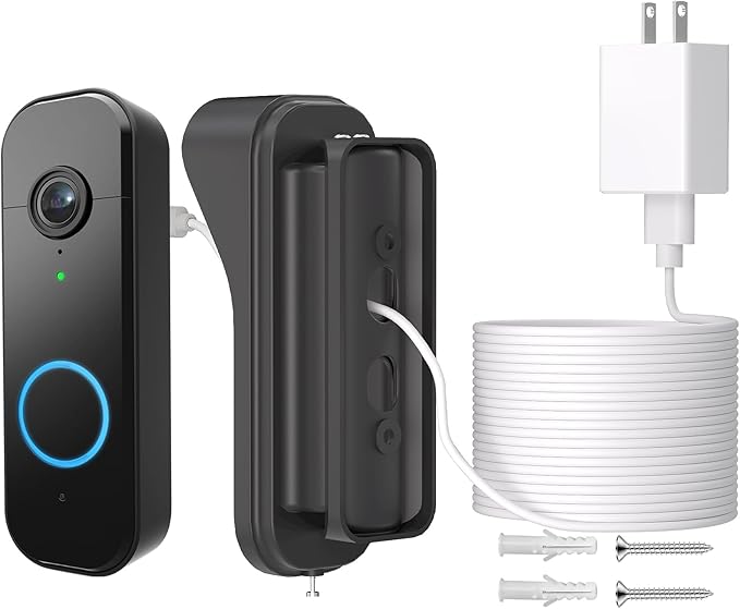 Power Adapter Kit for myQ Video Doorbell, 25FT/7.5M Weatherproof Charging Cable and Adjustable Swivel Doorbell Mount, Continuous Charging Your Doorbell, Compatible with Homes, Apartments - Black