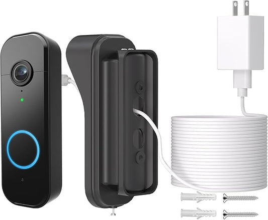 Power Adapter Kit for myQ Video Doorbell, 25FT/7.5M Weatherproof Charging Cable and Adjustable Swivel Doorbell Mount, Continuous Charging Your Doorbell, Compatible with Homes, Apartments - Black