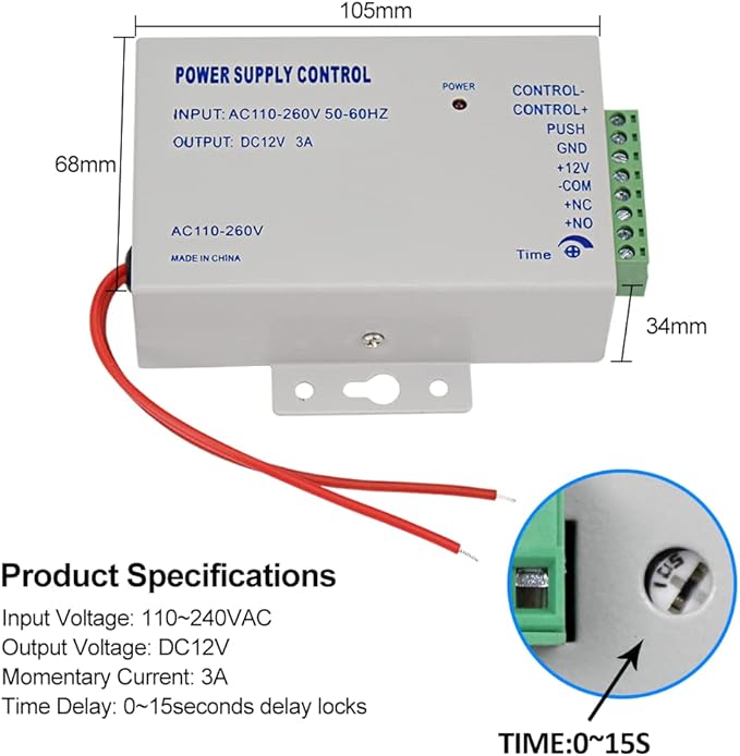 WiFi Access Control System Smart Tuya APP RFID Access Controller IP68 Waterproof 125KHz 13.56MHz Reader + Power Supply +10pcs Keyfobs (Without Lock)
