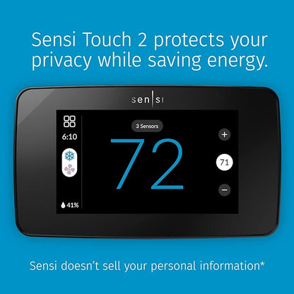 Sensi Touch 2 Smart Thermostat Bundle with Touchscreen Color Display, Compatible with Alexa, Includes Black Emerson Wall Plate SA5B