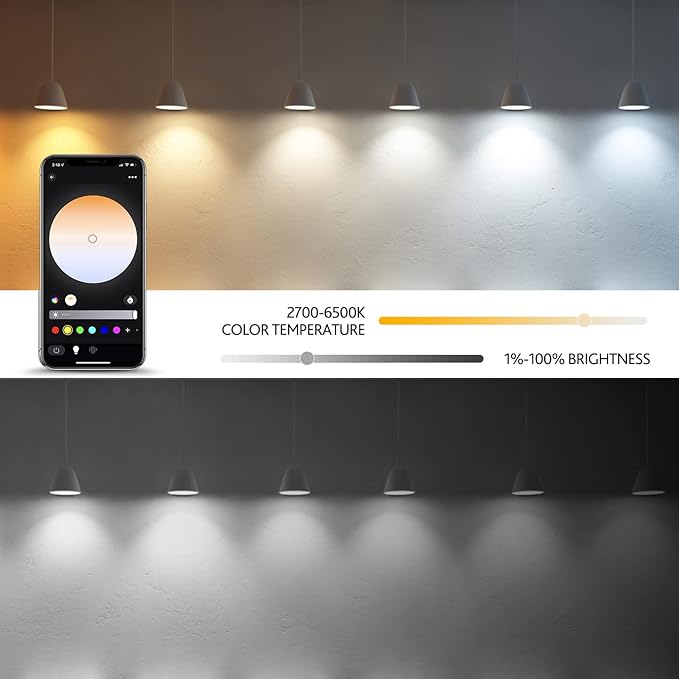 Smart Light Bulbs,Full Color Changing Dimmable LED Bulb,Compatible with Alexa and Google Assistant,UL FCC Certified,2.4GHz WiFi+Bluetooth LED Light Bulbs, Music Sync Smart Home Lighting (3)