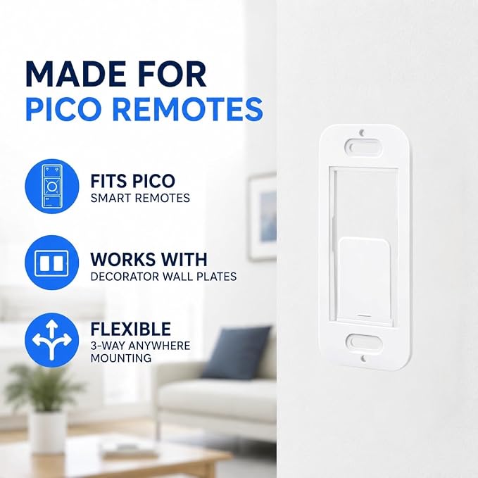 Wall Plate Bracket for Lutron Caseta Pico Remote (4 Pack) | Snap-in Wall Mount Holder for Lutron Pico Smart Remote | Seamless No-Wobble Installation | Durable Low-Profile Wall Bracket