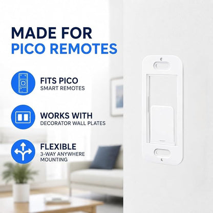 Wall Plate Bracket for Lutron Caseta Pico Remote (4 Pack) | Snap-in Wall Mount Holder for Lutron Pico Smart Remote | Seamless No-Wobble Installation | Durable Low-Profile Wall Bracket