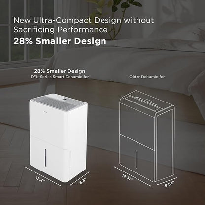 TCL 2000 Sq. Ft. Smart Dehumidifier, Energy Star Most Efficient 2024, Ultra-compact, 25 Pints Per Day, Ideal for Basements, Rooms, and Other Living Spaces, Works with Alexa/Google Assistant – H25D44W