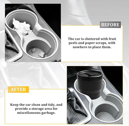 Car Trash Can with Lid, 2PCS Leakproof Vehicle Cup Holder Garbage Bin Storage Organizer, Portable Automotive Interior Trash Container Bin, Universal for SUV RV Lorry