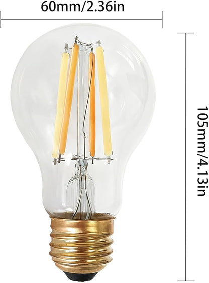 A19 Remote Control LED Bulb Dimmable, Remote Bulb Temperature Control 2700K-6000K, A60 E26 Base Clear Filament LED Bulbs, 2 Pack