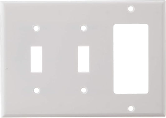 Leviton 80421-W 2-Toggle 1-Decora/GFCI Device Combination Wallplate (Pack of 2)