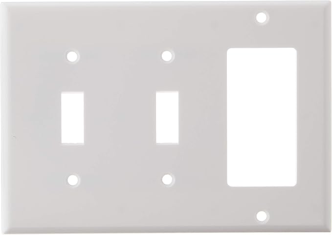 Leviton 2-Toggle 1-Decora/GFCI Device Combination Wallplate, 80421-W, White