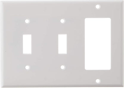 Leviton 2-Toggle 1-Decora/GFCI Device Combination Wallplate, 80421-W, White