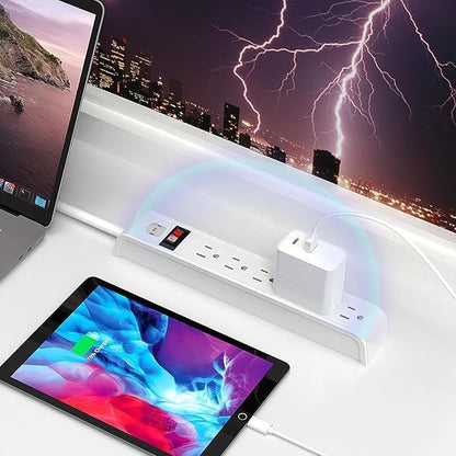TiFFCOFiO Surge Protector Power Strip, 20 Feet Extension Cord, 600 Joules Surge Protection, Multiple Protection 6 Outlet Strip, 14 AWG Cord, 15A/1875W, ETL Listed (2 Packs, 20 FT)