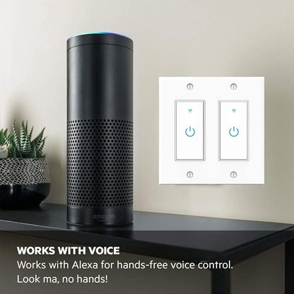 WiFi Light Switch Smart Switch 2 Gang Compatible with Alexa Google Assistant