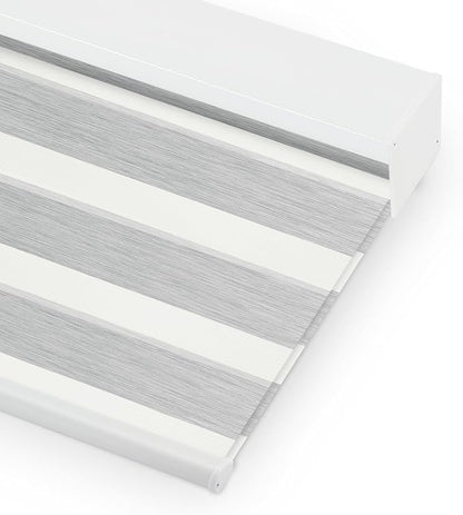Bringnox Smart Motorized Zebra Roller Blinds - 100% Blackout, Remote Control, Works with HomeKit, Google Home & Alexa via Hub, Custom Size(100% Blackout Mid Grey-40)
