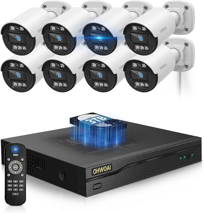 《80ft IR Night Vision & 5MP Super HD》Wired Security Camera System Outdoor, 5MP CCTV Cameras Systems with AI Motion Detection, Home Video Surveillance DVR Kits