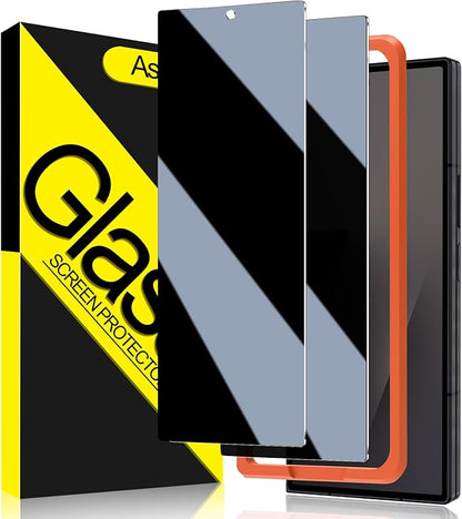 Asstar 2 Pack Samsung Galaxy Z Fold 7 Privacy Screen Protector, 9H Hardness Tempered Glass Front Privacy Screen Protector for Samsung Galaxy Z Fold 7 with Alignment Frame, Anti-Scratch Case Friendly Accessories Bubble Free