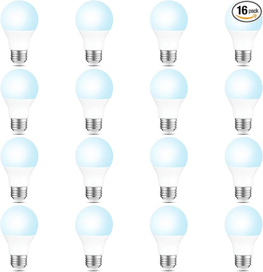 Sigalux A19 LED Light Bulbs, 60W Equivalent Daylight 5000K, 800 Lumens Non-Dimmable, Energy-Saving 9.5W E26 Medium Base Bulbs, Long-Lasting Home Lighting for Bedroom Living Room, 16 Pack