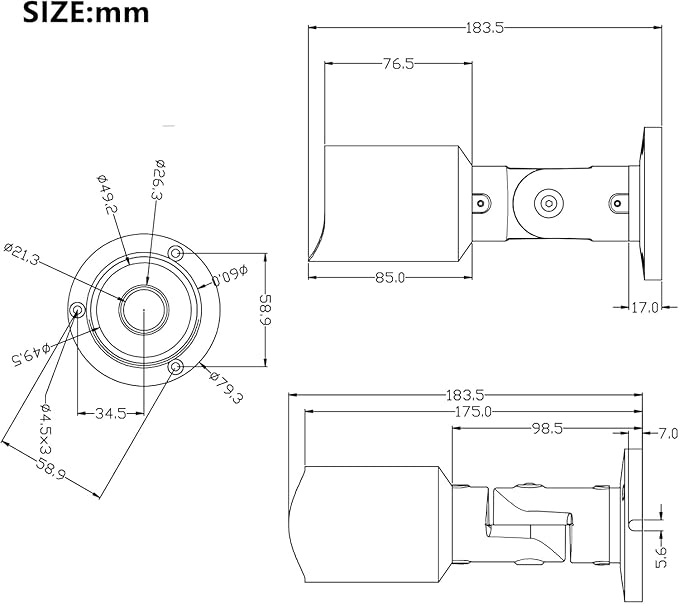 5MP PoE IP Security Camera, H.265 Bullet IP Camera with 105° Wide Angle, 2.8mm Lens, 80ft Night Vision, Compatible with Third-Party NVRs and Software (Black)