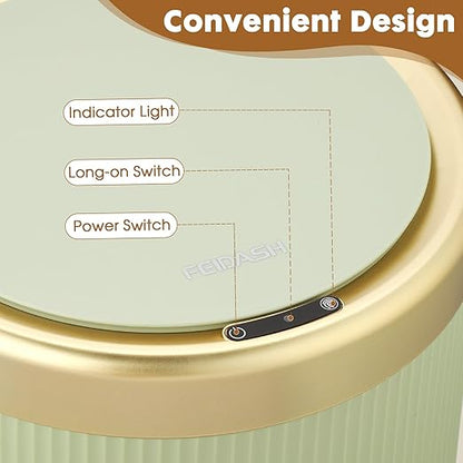 Smart Touchless Bathroom Trash Can, 2.8 Gallon Automatic Motion Sensor Rubbish Can with Lid Electric Small Garbage Bin for Kitchen, Office, Toilet, Bedroom -Green
