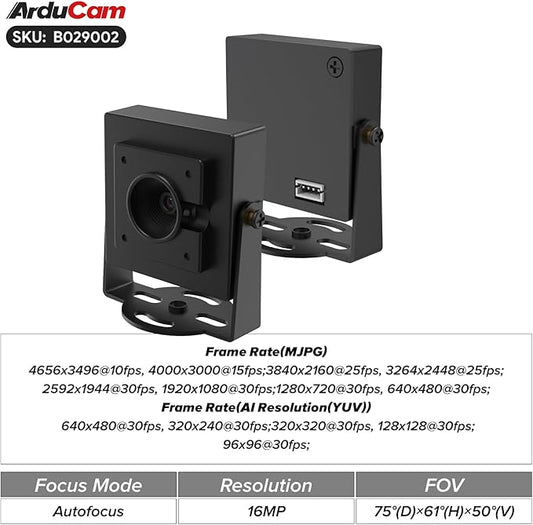 Arducam 4K 8MP Autofocus USB Camera Module with HDR, 1080P USB 2.0 Webcam, Lightburn Camera with Multiple preset AI Resolutions for Computer, Laptop, Raspberry Pi, Jetson Nano