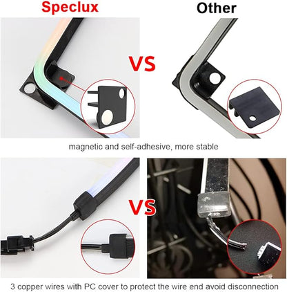 NEON Addressable RGB PC LED Strip, 2x15.7inch WS2812 RGB Rainbow Magnetic ARGB Strip for 5V 3-pin Aura SYNC, Gigabyte RGB Fusion,Mystic Light Sync, with 12pcs Strong Magnetic Brackets