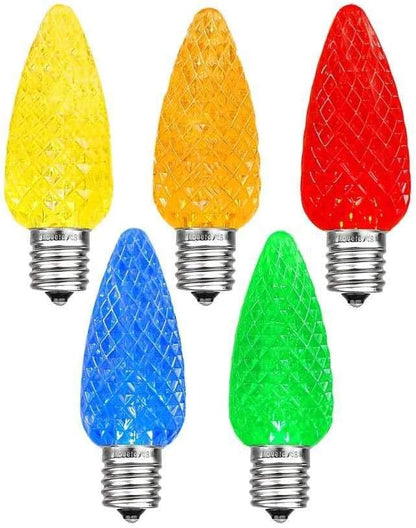 Novelty Lights 25 Foot C9 LED Outdoor Lighting Patio Christmas String Light Set, Multi, White Wire, 25 Bulbs