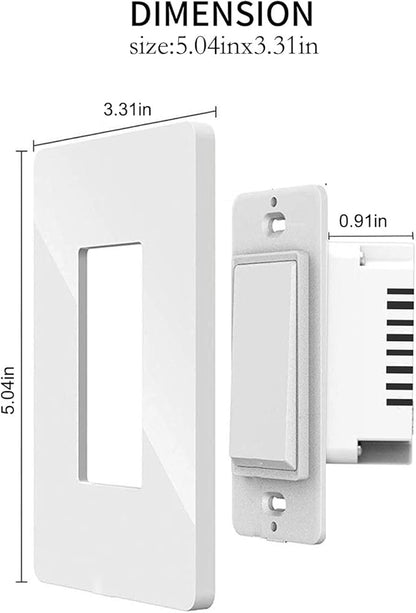 WiFi Smart Light Switch, Smart Switch Button, Compatible with Alexa and Google Home, Remote/Voice Control with Timing Funtion, No Hub Required,Neutral Wire Needed