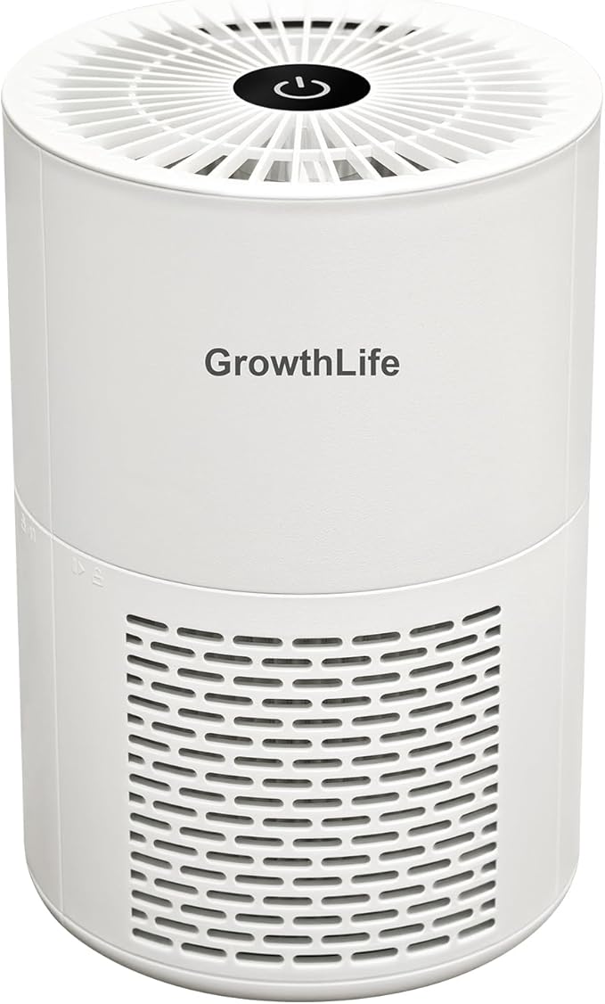 Small Air Purifier Desk mini air purifier 3-in-1 Filters for Dust Smoke Odors Quiet for Office Desktop Bedroom Hotel GrowthLife KJ30F-143 White 4.8 x 4.8 x 7.2 inch