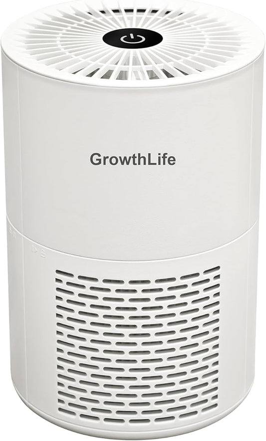 Small Air Purifier Desk mini air purifier 3-in-1 Filters for Dust Smoke Odors Quiet for Office Desktop Bedroom Hotel GrowthLife KJ30F-143 White 4.8 x 4.8 x 7.2 inch