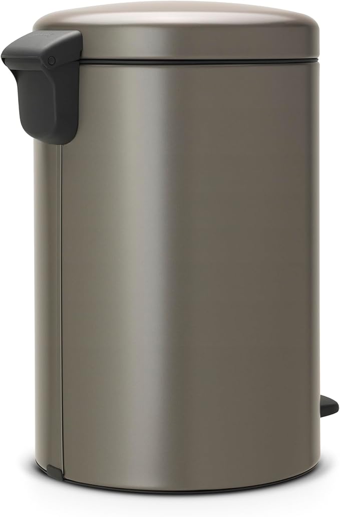 Brabantia Step-On Trash Can | Platinum | 5.3 Gallon / 20L | Bathroom, Bedroom, Office Trash Can with Light Pedal Opening, Handle & Removable Inner Bucket | 11.4 x 15 x 18.4 | + Trash Bags