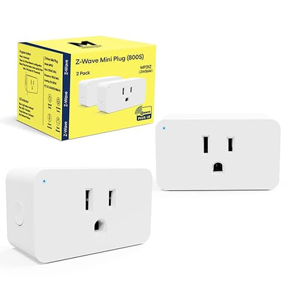 Minoston 800 Zwave Plug Smart Outlet Switch LR, Z-Wave hub Required, Bult in Zwave Repeater, Compatible with SmartThings, Hubitat, Wink, Compatible with Alexa Google Assistant, White, 2 Pack (MP31Z)