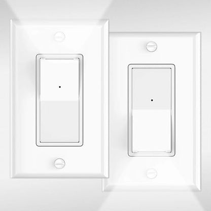 2 Pack Illuminated 3 Way Light Switch, Three Way Paddle Rocker Light Switch with LED Night Light, Automatic On/Off Sensor, 15Amp 120/277Volt, White