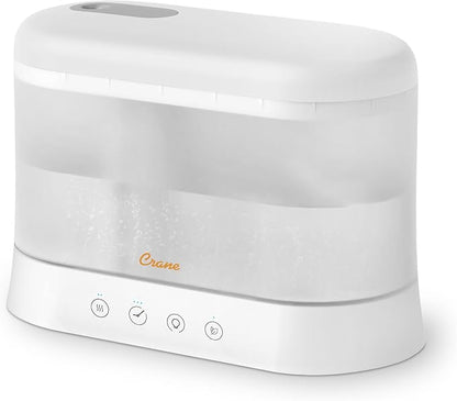 Crane 0.5 Gallon Top Fill Cool Mist Humidifier & Essential Oil Diffuser, Whisper-Quiet, 15-Hour Run Time, Night Light, Small Room Air Humidifier, Perfect For Office, Bedroom or Nursery