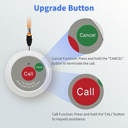Upgrade Caregiver Call Button,Wireless Caregiver Pager Calling System,1000ft, 1 Alert Emergency Call Button for Medical Clinic Nurses Station Home Hospital
