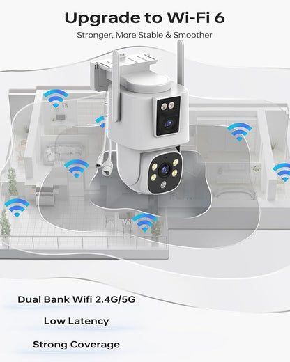 Wireless Outdoor Security Camera System, Wkkengd Dual Lens Dual Screen Auto Tracking 4 Home Surveillance Camera Set 12.5" Monitor 1TB 10CH NVR Color Night Vision 2 Way Audio Wi-Fi 6 Alexa Compatible