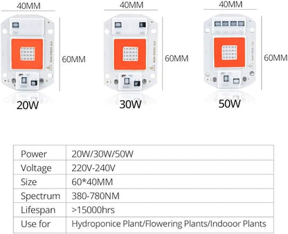 Home Bulbs LED Grow Lights Full Spectrum 20W 30W 50W 110V 220V Smart IC High Power COB LED Phyto Chip Red & Blue Light Updated Version Household Lamp (Color : 110V, Wattage : 30W)