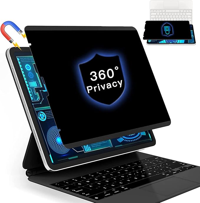 Magnetic 4 Way Privacy Screen for iPad Pro 11 Inch 2018-2022/ iPad Air 5th 2022/Air 4 2020,360° Anti-Spy Removable iPad Air Anti Blue Light Glare Anti Fingerprint Screen Protector Privacy Filter