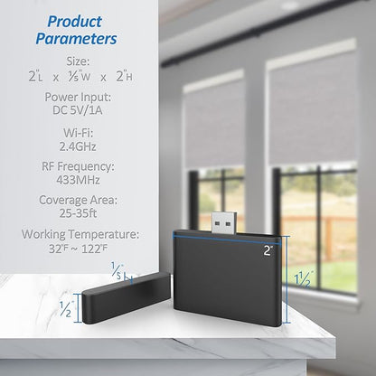 Smart Bridge, Hub for Motorized Blinds Compatible with Alexa Google Home & Tuya App, Voice Control, Timer Scheduling, WiFi Gateway for Smart Shades Automation