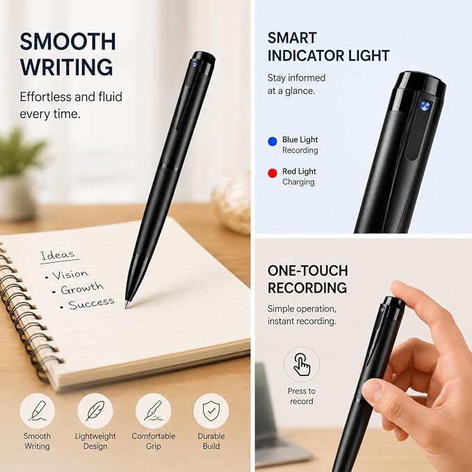 Mini Camera Pen 1080P HD Security Cam Nanny Camera with Loop Recording