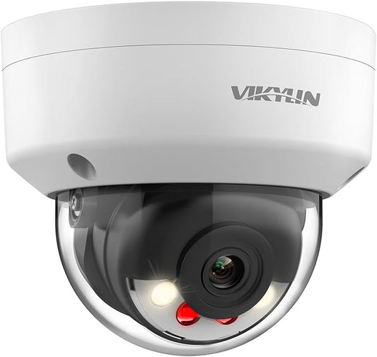 VIKYLIN 5MP IP PoE Vandal Dome Camera, Smart Hybrid Light Color Night Vision, AI Human Vehicle Detection, Outdoor Security Camera with One Way Audio, H265+, Hikconnect/SADP/iVMS4200,