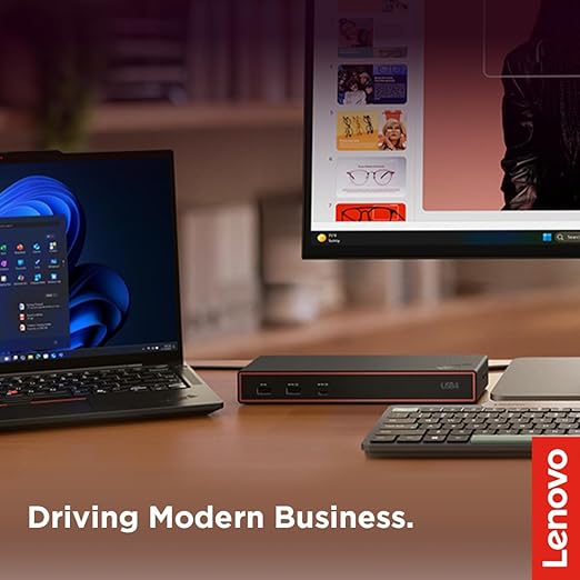 Lenovo ThinkPad USB4 Dock 5000, 40Gbps Bandwidth, Universal Compatibility, 65W Charging, Multiple Display Support, Black | USB4 technology with 40Gbps speed and 8K display support for workstations, laptops and productivity