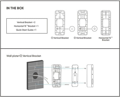 Wyze Lifestyle Video Doorbell Camera v2 Wedge Kit, 3 Mounting Bracket (One Adjustable 15° Horizontal Bracket, Two 7.5° Vertical Bracket), Replacement Angle Adjustment Adapter Wedge Kit