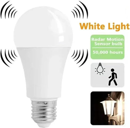1~2Pack 10W LED Bulb Light E27 Radar Motion Sensor 85-265V White Smart Lamp Working in Night for Home Living Room Stair Pathway(100-130V,1Pcs)